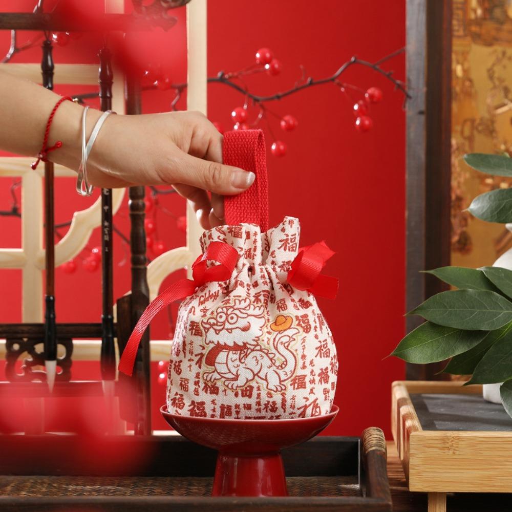 

Canvas Korean Style Festive Sugar Bag Washable Canvas Sugar Bag Portable Handheld Candy Box 05