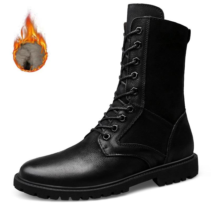 Spring and Autumn Men's Leather Tactical Boots,Desert Boots,Men's Leather Boots,Winter Men's Boots with Cotton Lining for Warmth