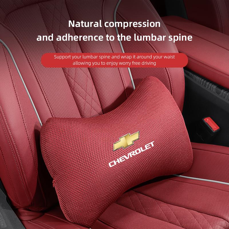 tnfmx4 Ice Silk Car Seat Headrest Waist Cushion Neck Pillow For Chevrolet Cruze Sonic Silverado Corvette Camaro Suburban Trailblazer