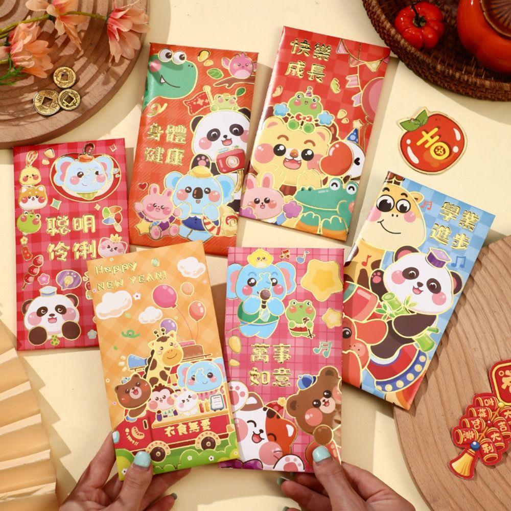 6pcs Traditional New Year Money Bag Blessing Money Packet Lucky Red Pocket  Celebration Party