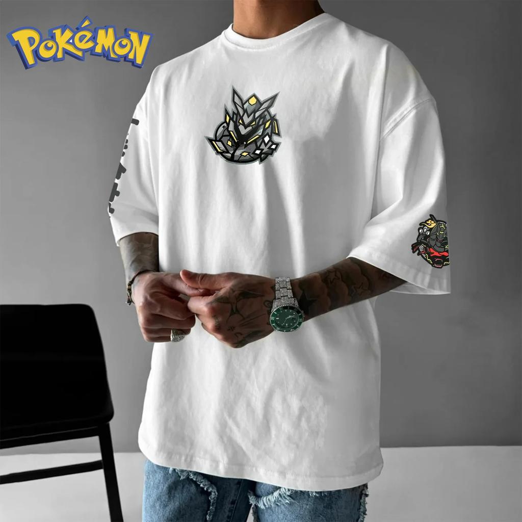 Rayquaza Peripheral Printed T-shirt Short Sleeved Men's and Women's Summer New Item Pure Cotton Loose Casual Top