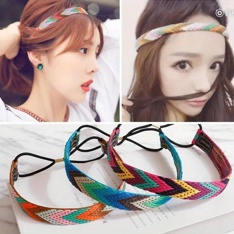 2024 High Quality Vintage Bohemian Ethnic Embroidery Flower Headband for Women Girl Elastic Hair Band Retro Hair Accessories