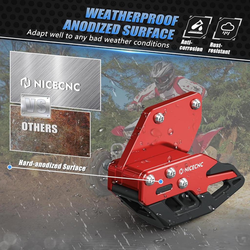 NICECNC ATV Rear Swingarm Chain Guide Compatible with Honda TRX450R Kick Start 2006-2009,TRX450ER Electric Start 2006-2009,2011-2014 Red Rear Chain