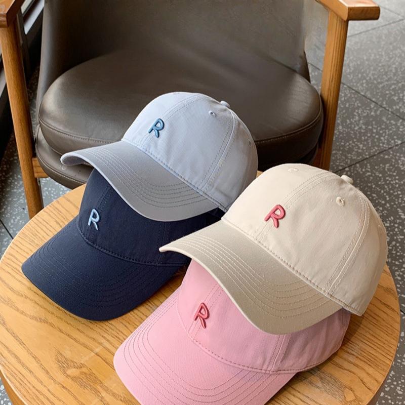 Letter Pink Dopamine Baseball Cap for Women Summer Wide Hat Showing Face Small Soft Top Embroidered Baseball Cap for Men