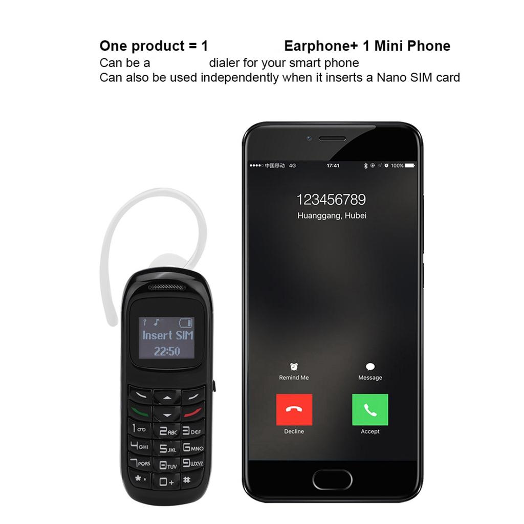 Mini Mobile Phone Bluetooth Dialer Headset Cellphone Earphone Ear Hook Support SIM 380mAh