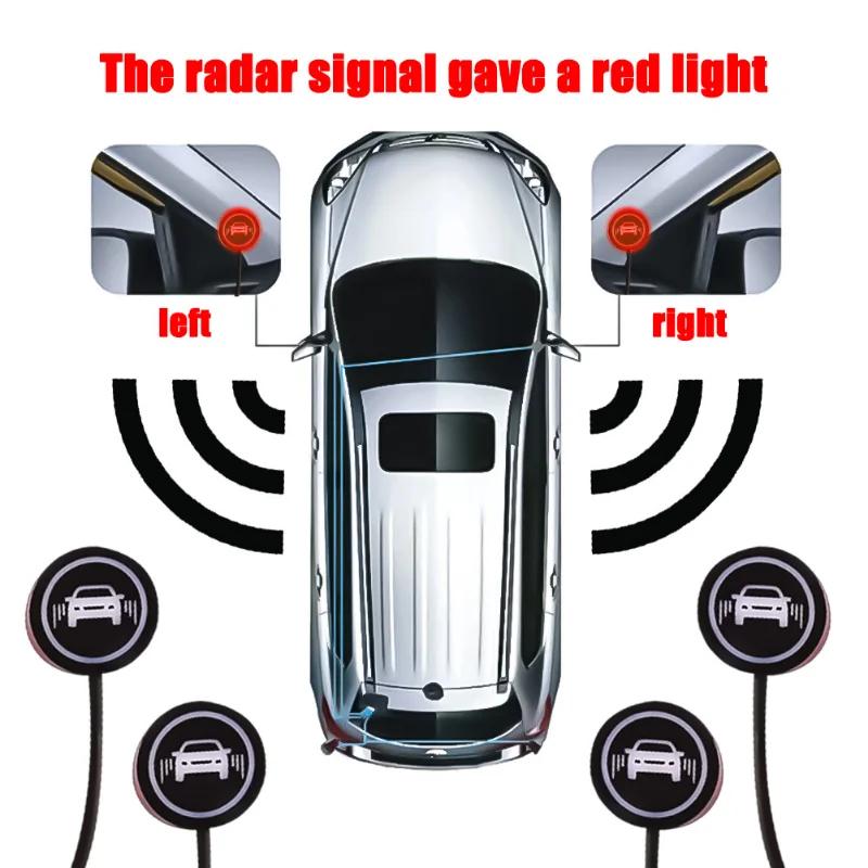 2Pcs Car Blind Spot Detection System Car Signal Lamp Warning Light Alarm Safety Driving Reversing Assistance Microwave Sensor