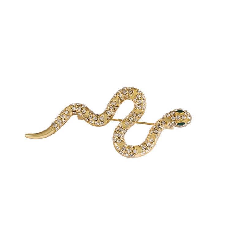 2024 High-End Rhinestone Snake Brooch for Women: Light Luxury Suit Accessory, Anti-Exposure Design