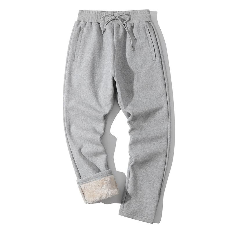 Men's Lamb Velvet Zipper Sweatpants Plus Velvet Thickened Sports Casual Pants Middle-aged Men's Pants Straight Trousers, Leggings