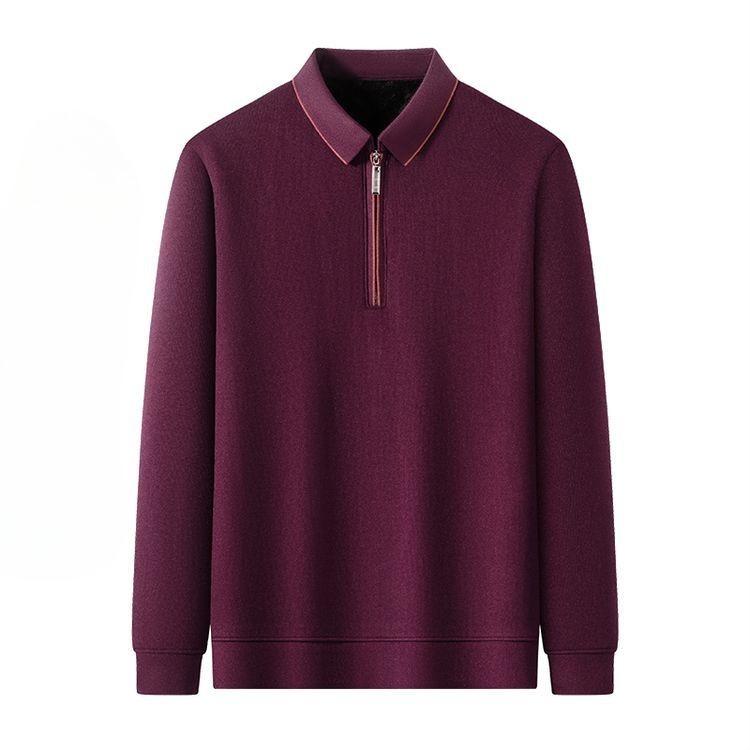 Winter Plush Thickened Sweatshirt for Men with Semi-zipper Design Base Knitted Sweater Lapel Versatile Fashion Sweatshirt for Men