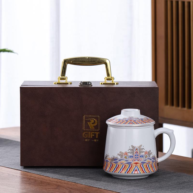 Ceramic Tea Infuser Mug with Lid and Custom Logo - Large Capacity