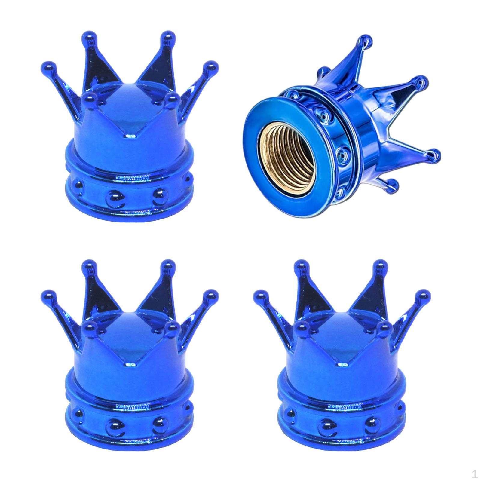 

4Pcs Crown Tire Valve Stem Air Cap Leak Anti Attractive Accessories Vehicle Car синій