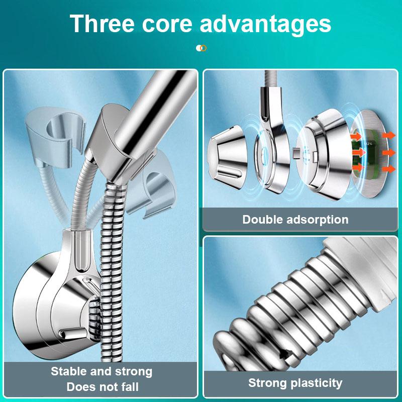 Shower Holder Adjustable Shower Head Holder Nozzle Handheld Holder Punch-Free Multi Angle Rotation Shower Bracket