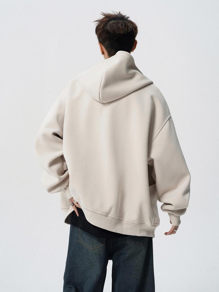 Men's Dark Grey Academic Style Hoodie - Heavyweight Autumn/Winter Trendy Brand Design for Couples