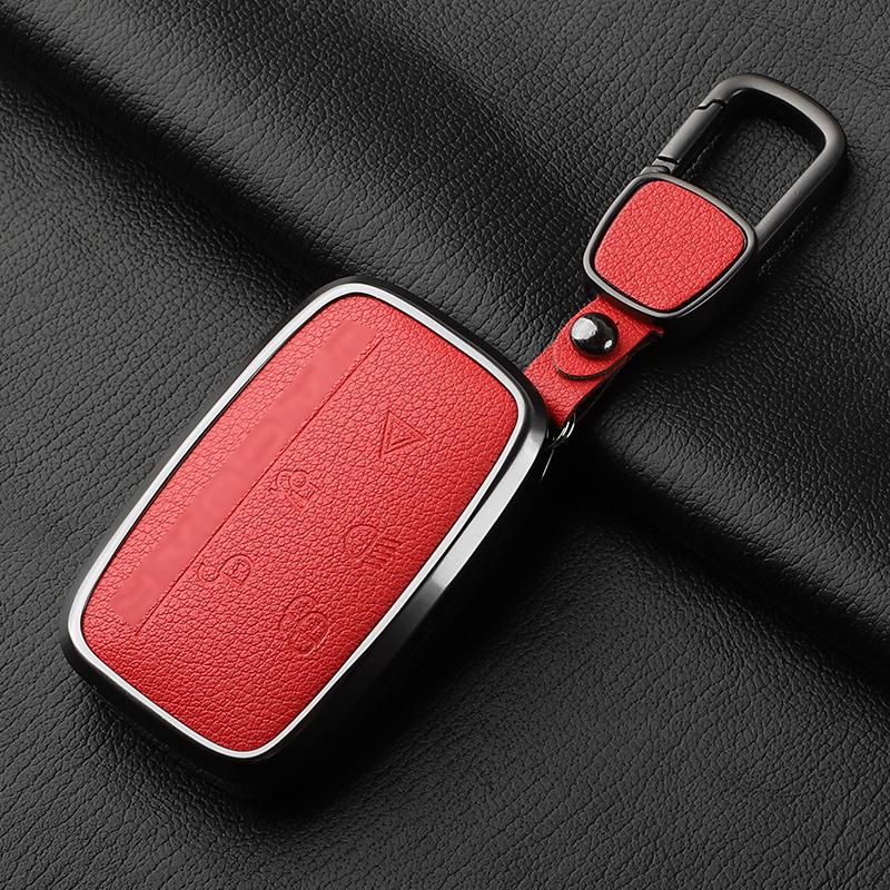 Aluminiumlegierung Ziegenleder Auto Schlüsselhülle Abdeckung für Jaguar JLR XF XJ XE XJL XFL I-PACE E-PACE F-Pace Auto Schlüsselhülle Schutz Fob