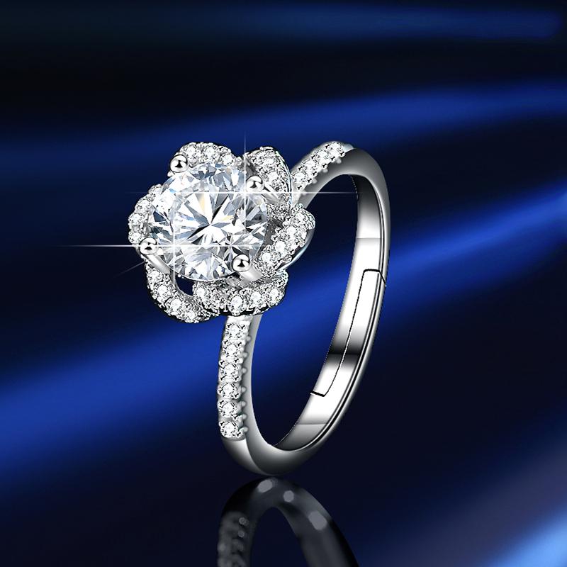 High-end GRA, moissanite ring, flowers, a Ms. Querat luxury jewelry ring gift