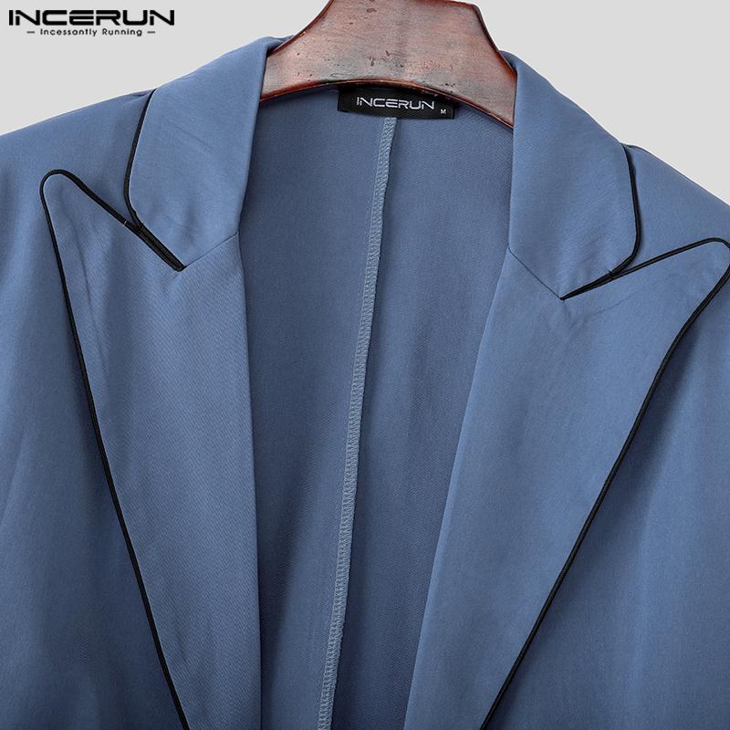 INCERUN Pánské dvoudílné outfity s dlouhým rukávem, asymetrické sako, dlouhé rovné kalhoty, sady