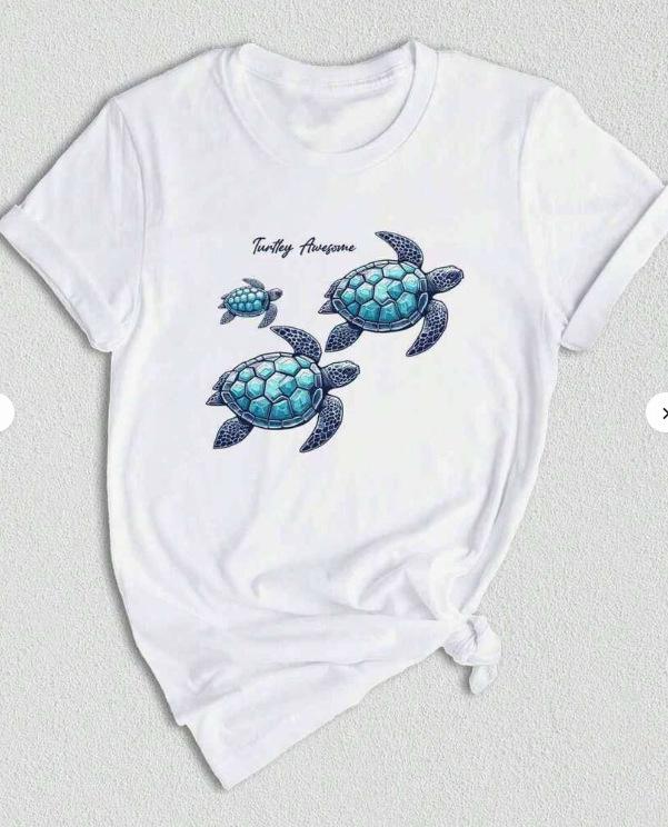 2025 Sea Turtle Ocean Crusher T-Shirt - Beach Sunshine 100% Cotton Tee