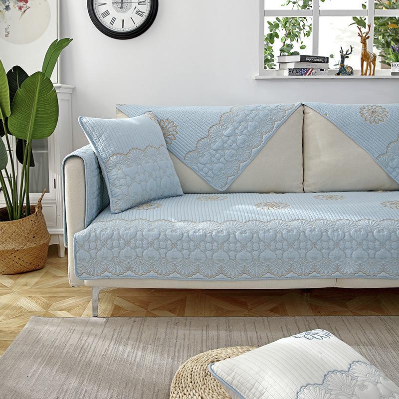 Pure Cotton Sofa Cushion for All Seasons, Cotton Fabric Non-slip Cushion Cover, Simple Modern Set Cover, Seat Cushion All-inclusive