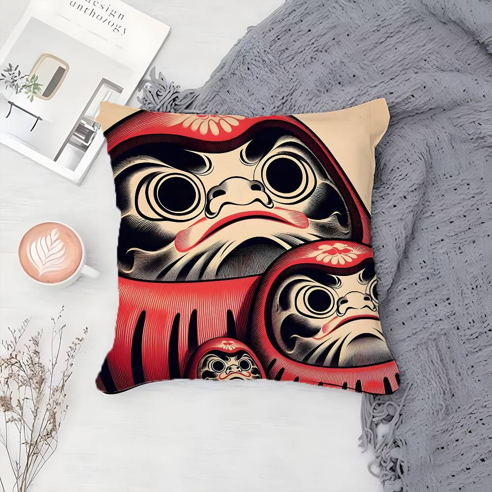 Cute Cartoon D-Daruma Doll-MT Role Pillow Case Printing Pillowcase Living Room Sofa Cushion Cover Bedroom Room Decor