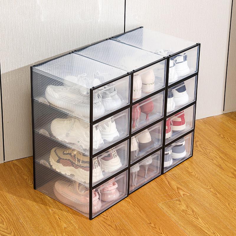 Transparent Dustproof Shoe Storage Box with Moistureproof Shoe Rack for Home