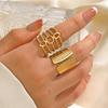 Exaggerated Trendy Geometric Line Ring Woman And Men Individual Ethnic Style Gold Plated Stainless Steel Open Rings