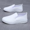  zapatos de mujer women cute round toe white pu leather spring slip on anti skid loafers lady school black shoes ab304