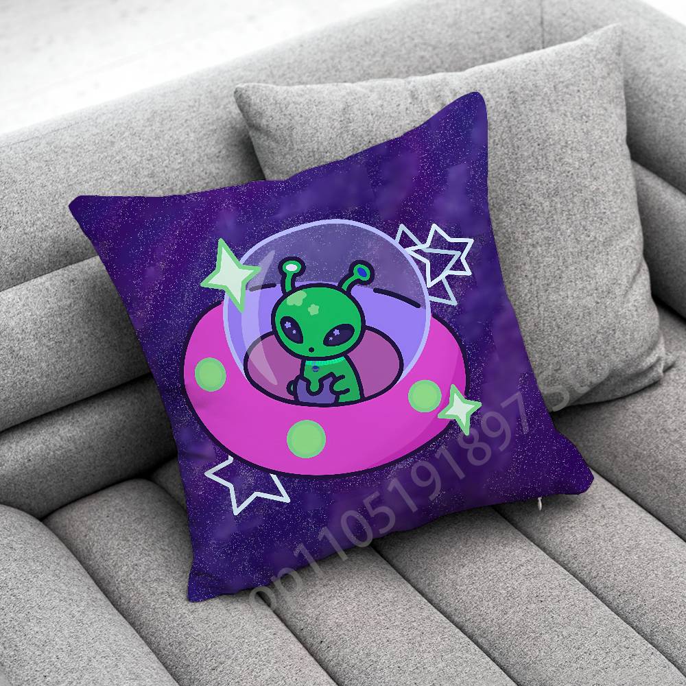 Funny Space UFO Alien Thing Throw Pillow Case For 55x55cm 30x30cm 50x50cm 45x45cm 40x40cm Square Chair Pillowcase Case