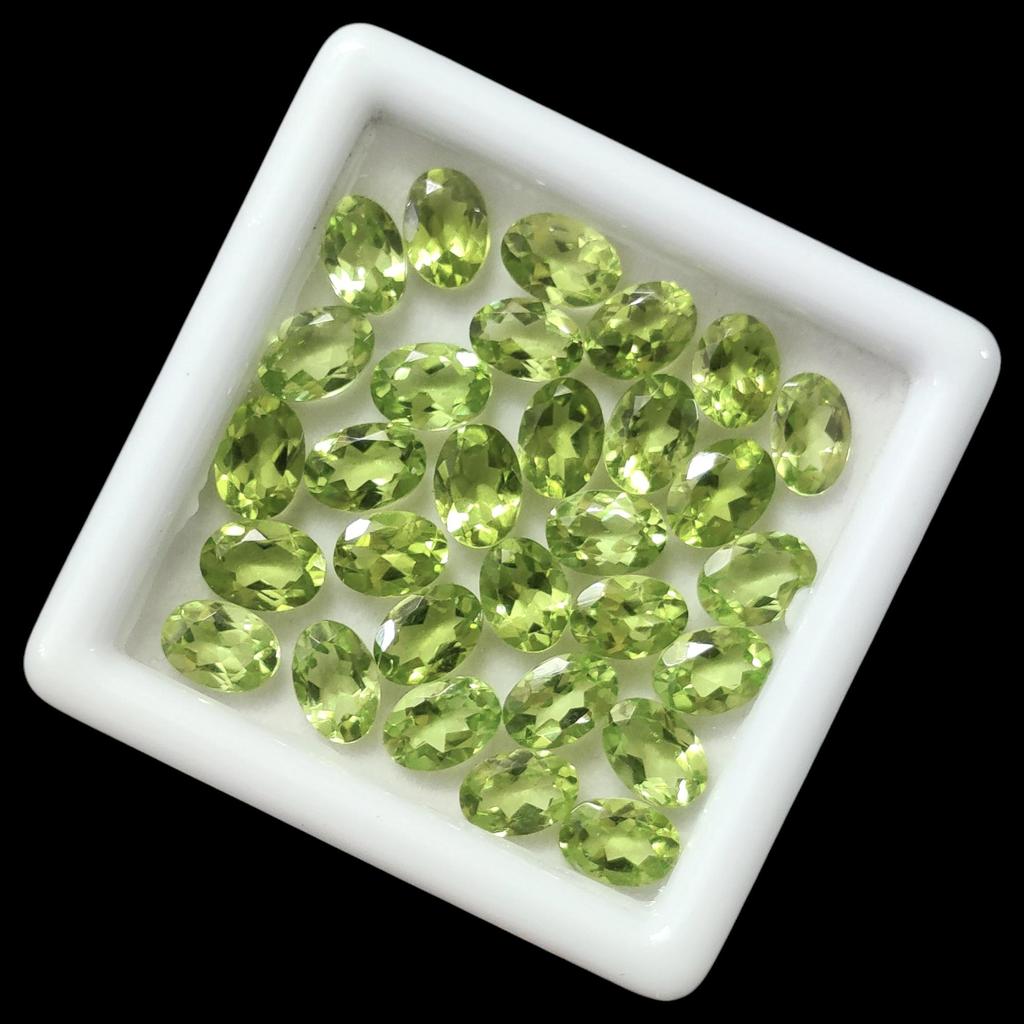 Natural 7x5 MM Size Oval Cut Peridot Gemstone, Healing 30 Pieces Lot In Box, Gemstone Lot.