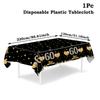 Black Birthday Plastic Tablecloth 18 30 40 50 60 Year Birthday Party Decor Kids Women Birthday Party Supplies Favors Anniversary