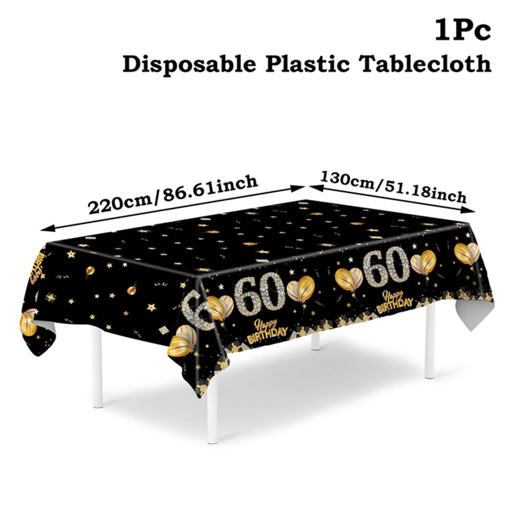 Black Birthday Plastic Tablecloth 18 30 40 50 60 Year Birthday Party Decor Kids Women Birthday Party Supplies Favors Anniversary