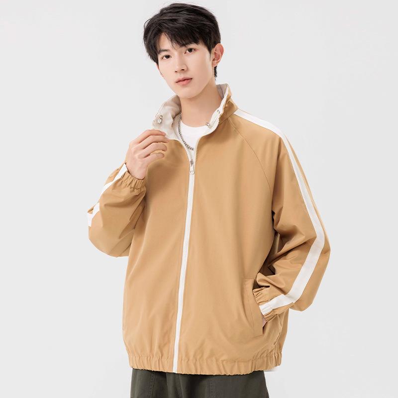 Jacket Men's Spring and Autumn New Men's and Women's Same Double-Sided Stand-Up Collar Jacket Trendy Outdoor Sports Casual Jacket