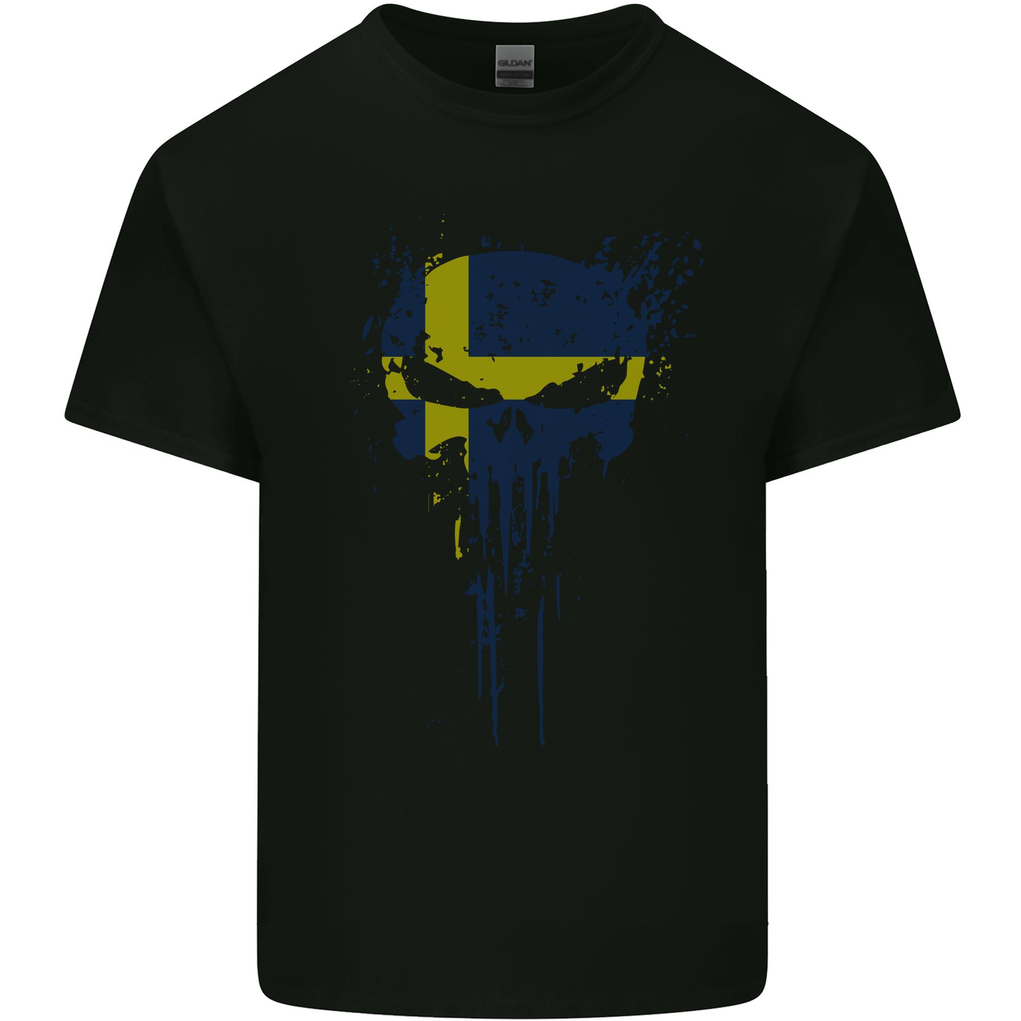 Sweden Skull Gym Training Bodybuilding Unisexs Light Cotton TShirt S
