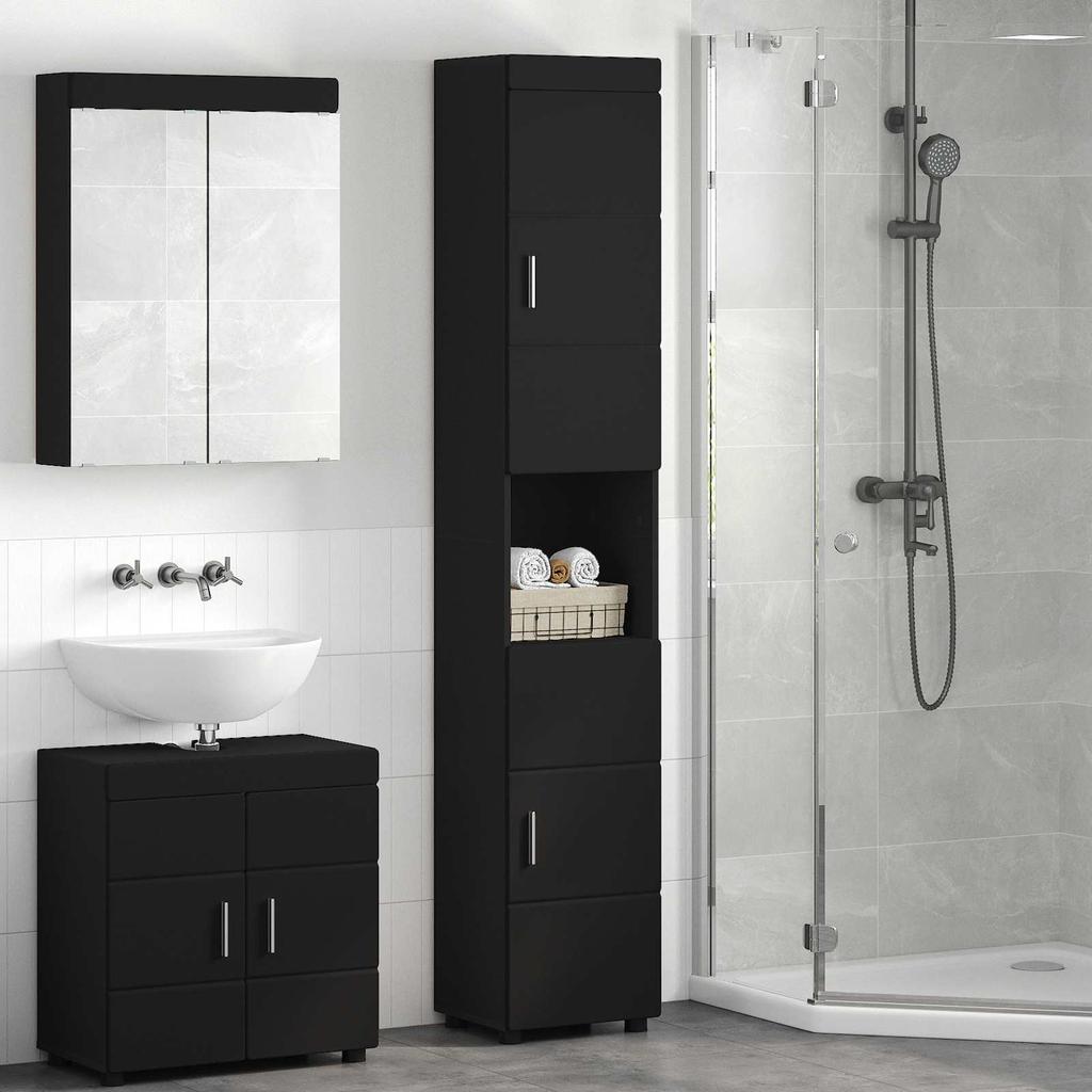 Bathroom Cabinet Set TULUM Black 37 x 31.5 x 203 cm