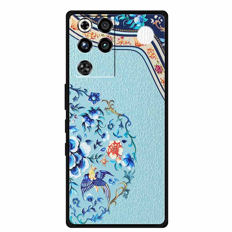 For ZTE Nubia RedMagic 11 Pro 5G Case 3D Emboss Flowers Relief Soft Black Silicone Back Cover For ZTE Nubia RedMagic 11Pro Funda
