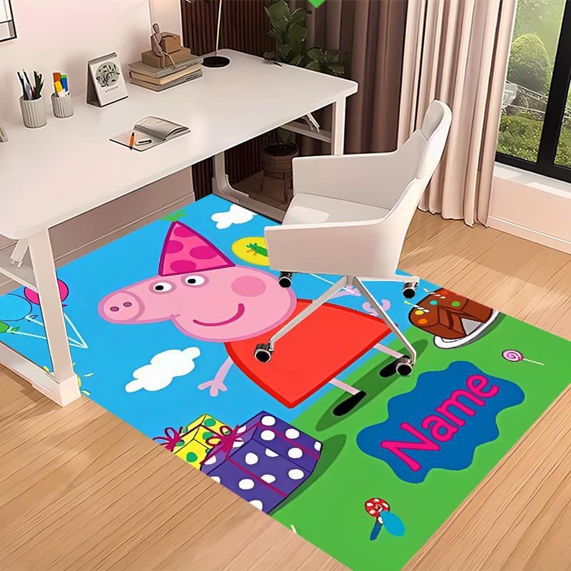 Custom personalization Peppa Pig Print Area Rug - Soft, Washable Non-Slip Indoor Mat,Living Room,Home&Office Decorative Rug