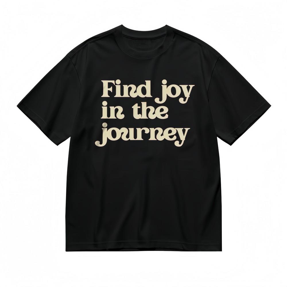 Women s T-shirt With Find Joy In The Journey Graphic Unisex Black Cotton Tops M