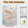 Pearl Painting Art Painting Kit for Adults and Beginners, Elegant White Betta Fish Sparkling Painting Craft Home Wall Decor Handmade Gift