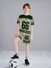 Boys Summer Sporty Outfit Set Kids Number Print Short Sleeve T-shirt and Shorts for School Play Outdoor