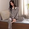 Pajamas women's spring, autumn and winter new pure cotton long-sleeved fashion plaid high-end cotton beautiful loungewear can be worn outside
