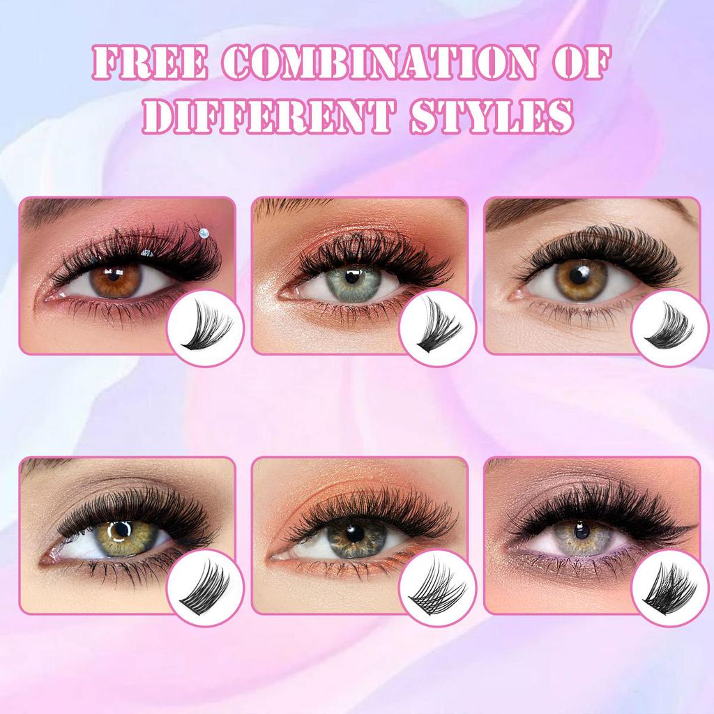 False Eyelash Extension Set, Single Cluster Of 433 Clusters Of 10-18Mm Length Mixed Eyelashes