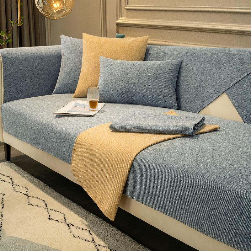 

Однотонная диванная подушка из синели, простой современный чехол для дивана, универсальные нескользящие подушки на четыре сезона, ткань с полным покрытием 70*70