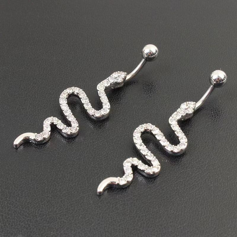 Stunning Shein Snake-shaped Copper Belly Button Ring Fashionable And Stylish