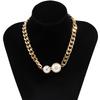 Salircon New Punk Cuban Chains Necklaces Women Vintage Imitation Pearl Pendant Necklace Girl Choker Fashion Accessories Jewelery