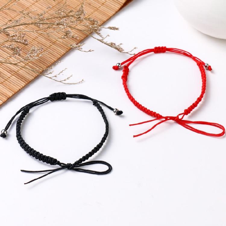 DIY Handwoven Semifinished Red Rope Bracelet Jade Thread Knitted Wrist Bangle