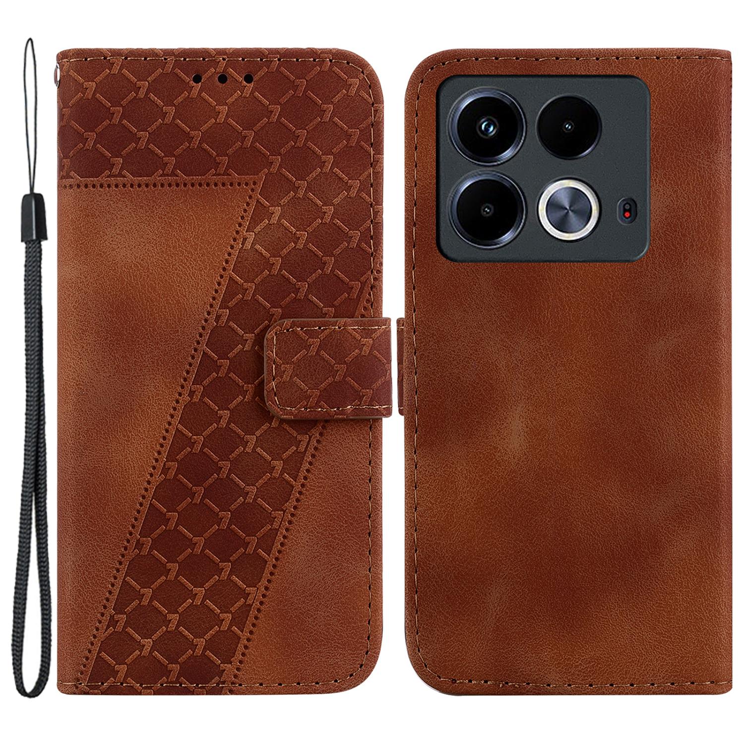 

For Infinix Note 40 Shockproof Case Pattern Imprint PU Leather Phone Cover Brown