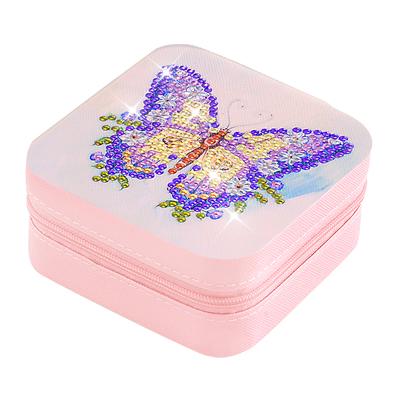 PU Special Shaped Butterfly Diamond Jewelry Case Mosaic Craft Set Diamond Painting Jewelry Display Box for Necklaces Earrings