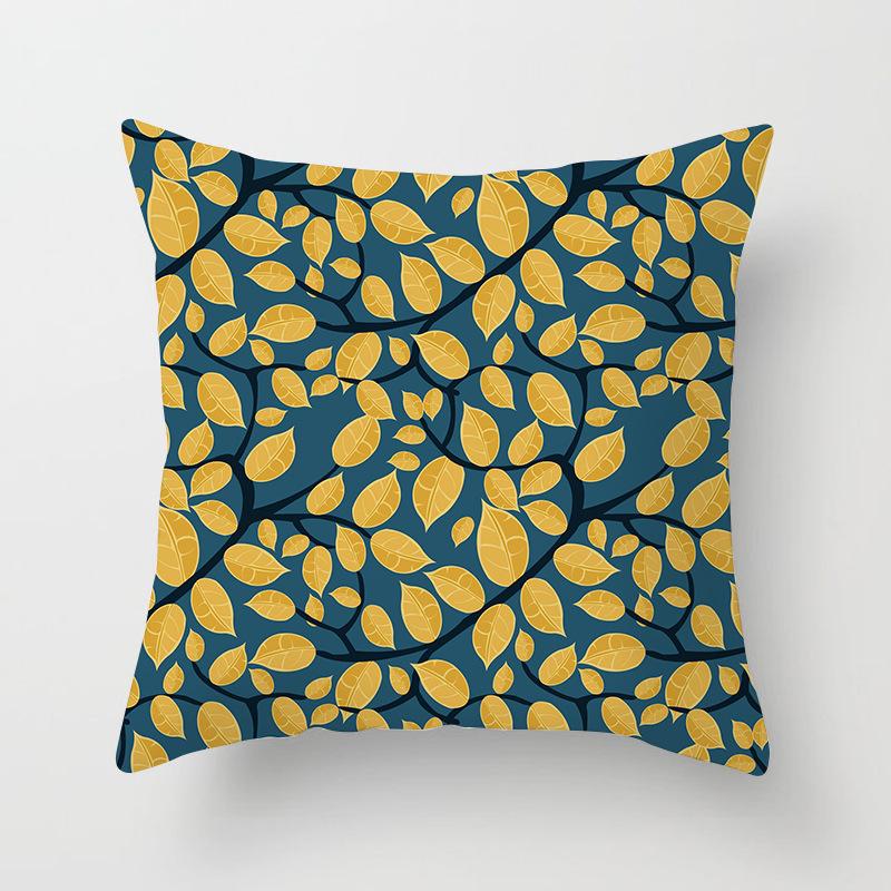 Nordic Green Plant Series Pillow Cover Peach Skin Printed Home Sofa Cushion Cover Pillow