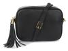 Women's Leather Messenger Bag With Fringe, Rectangular, Italian Gray Leather, P14