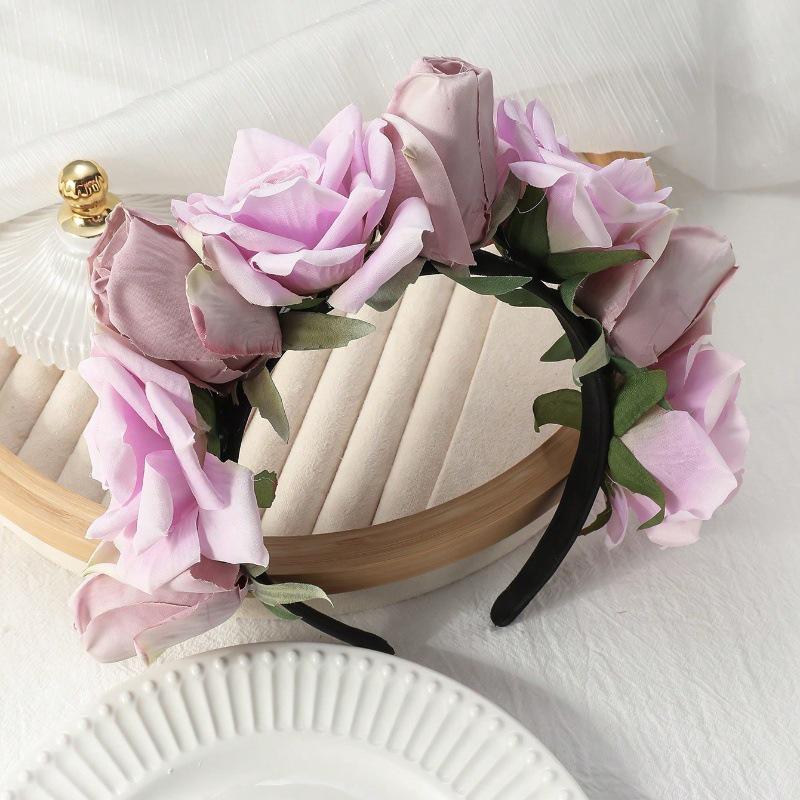 Romantic Bohemian Faux Rose Headband for Halloween Parties and Banquets