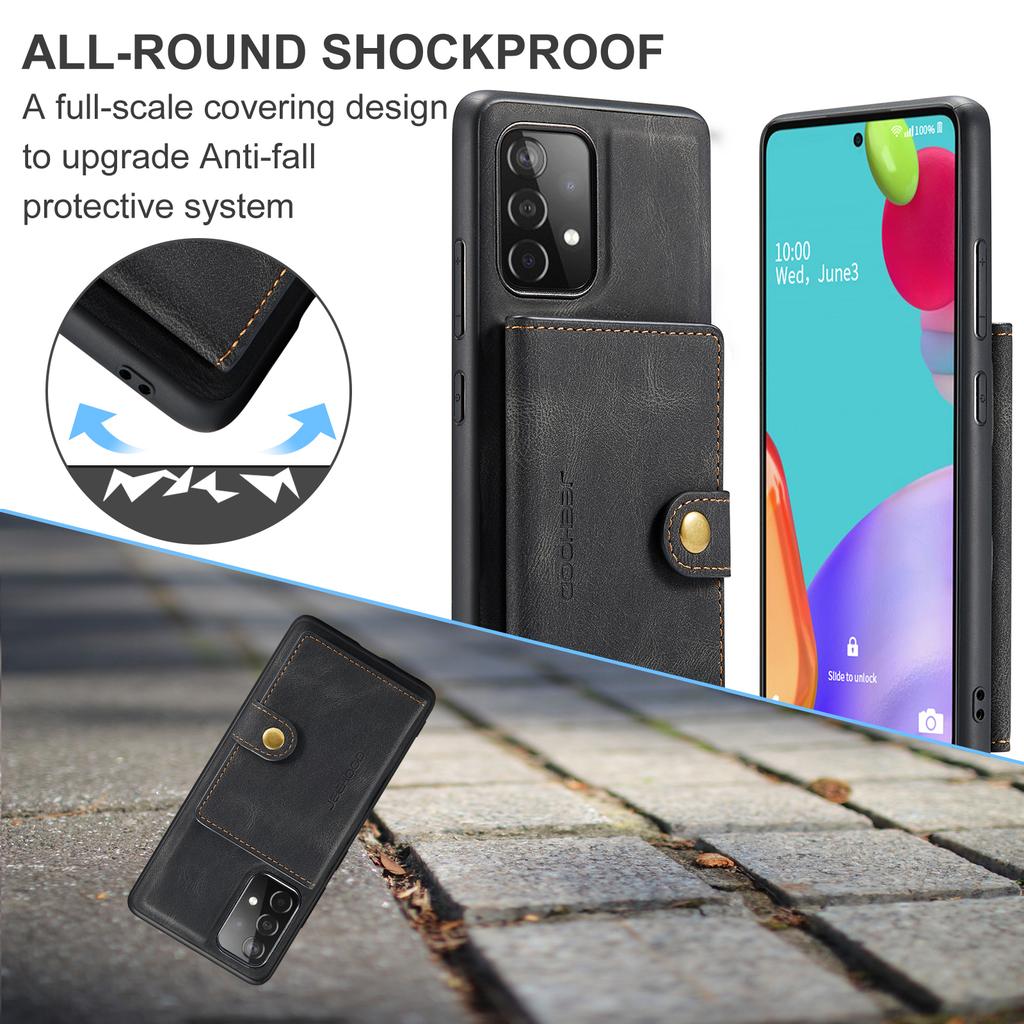 JEEHOOD J01 For Samsung Galaxy A52 4G/5G/A52s 5G Case Leather+TPU Detachable Phone Cover Card Bag